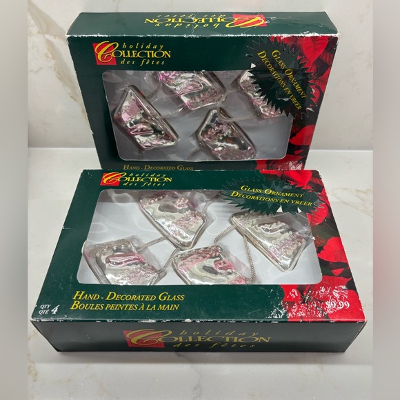 Set of Metallic Silver & Pink Purse Christmas Ornaments Glam Holiday Decor - Picture 4 of 4